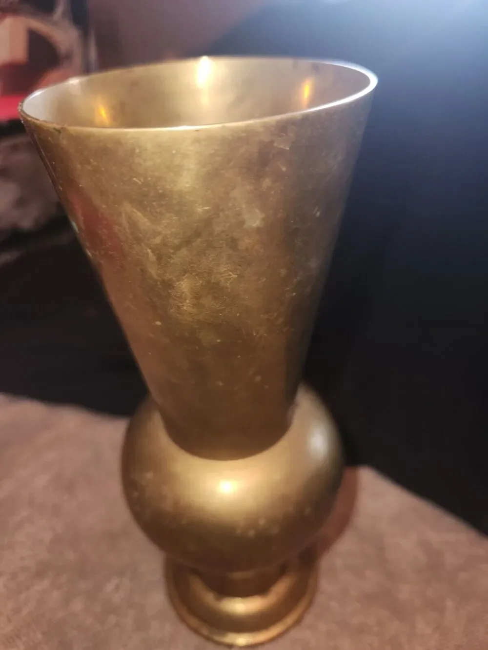Vintage style Brutalist Brass 8” Vase Made By India Exotics